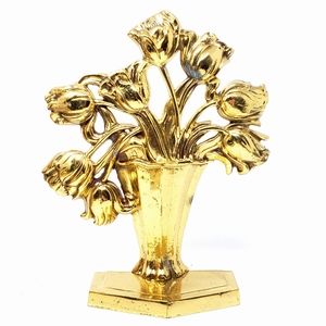 Vintage Brass Tulip Bouquet Door Stop